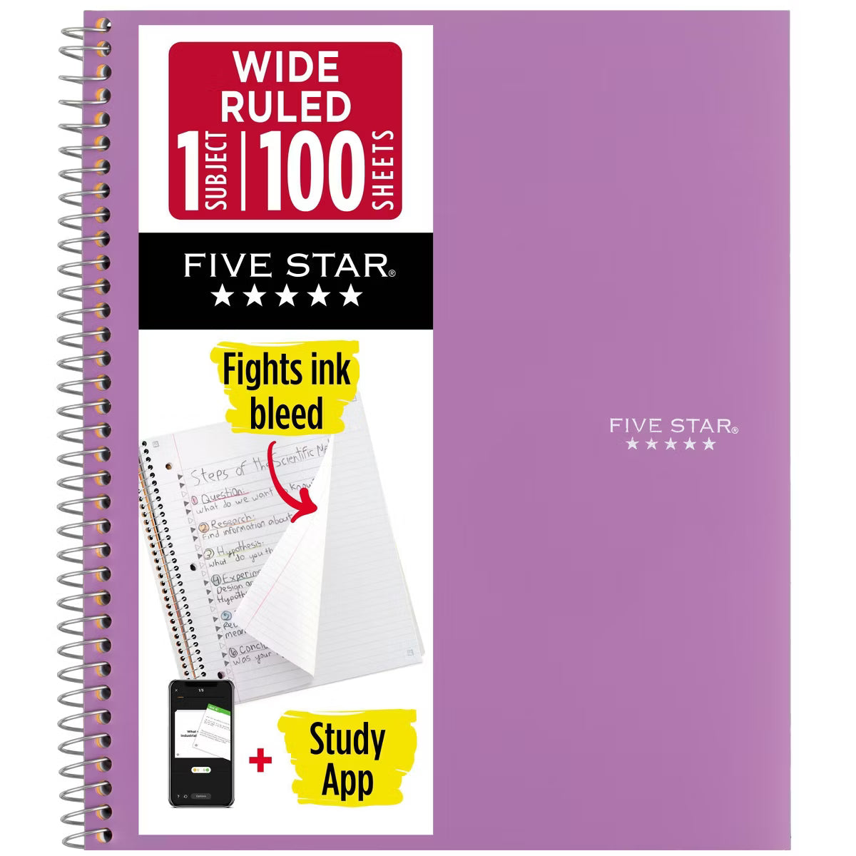 Five Star 1 Subject Notebook, Poly Cover