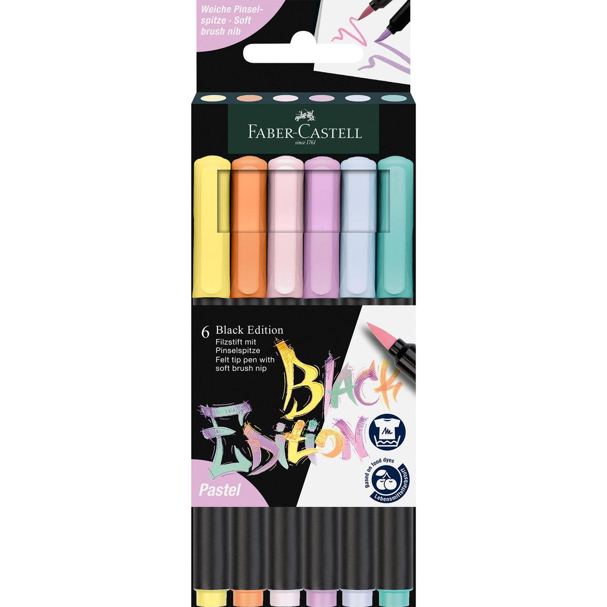Felt Tip Brush Pen Markers 6, Pastel