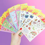Funny Capybara Springtime Animal Cute Glitter Sticker Sheet