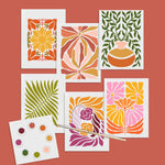 All in One Watercolor Paint Set Postcards- Abstract Flowers