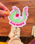 Book Dragon Waterproof Vinyl Sticker for Fantasy Readers