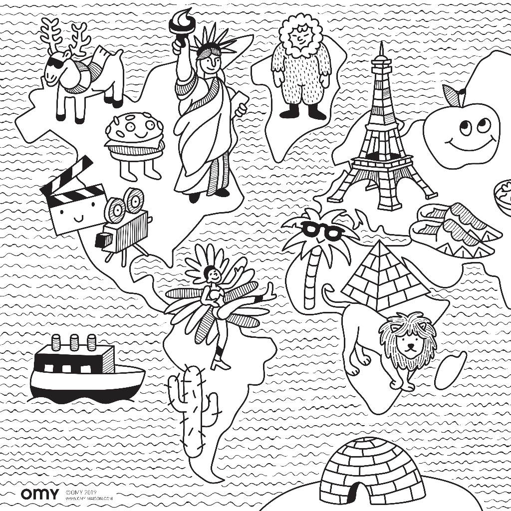 Omy Coloring Pocket Poster- World Atlas