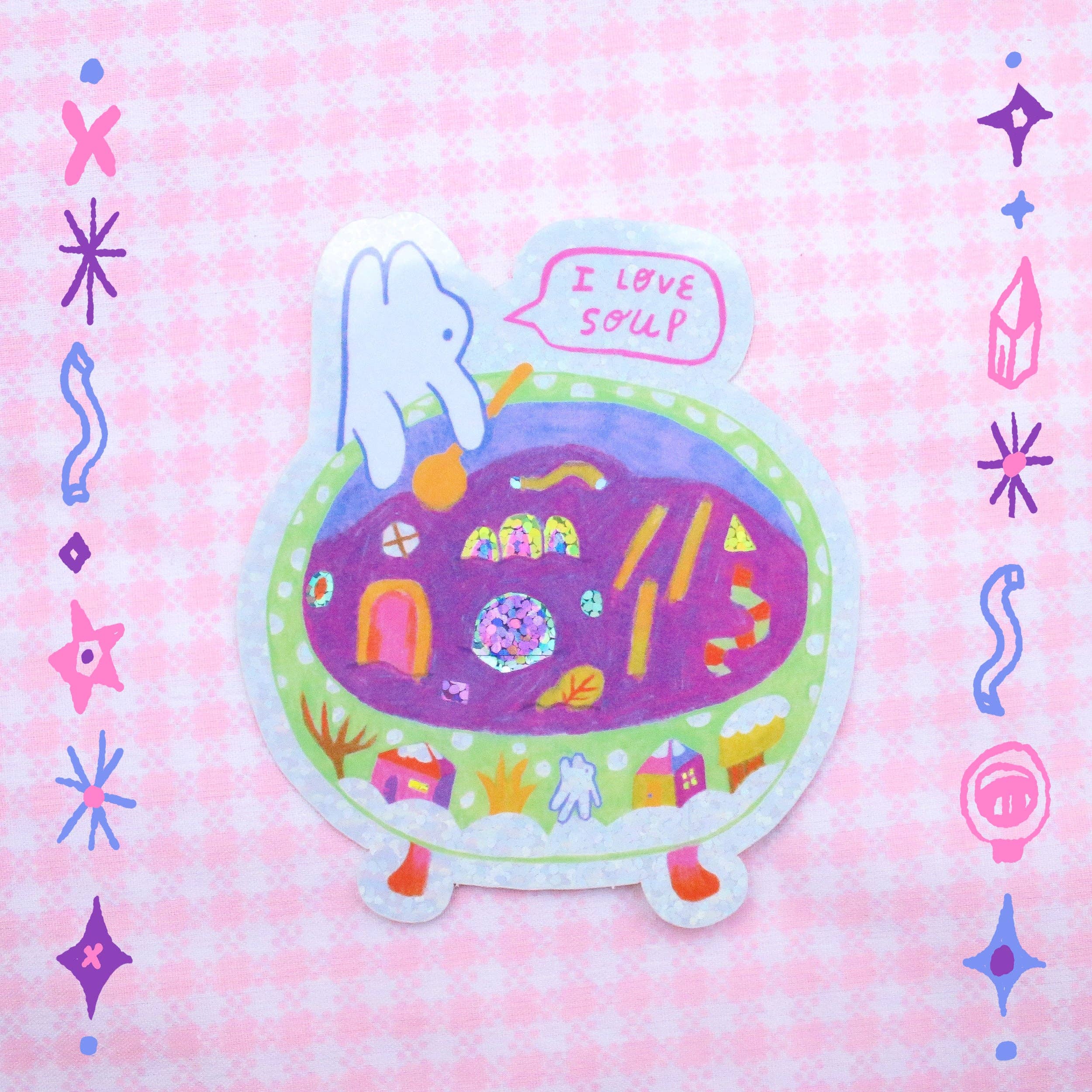 I Love Soup Glitter Vinyl Sticker