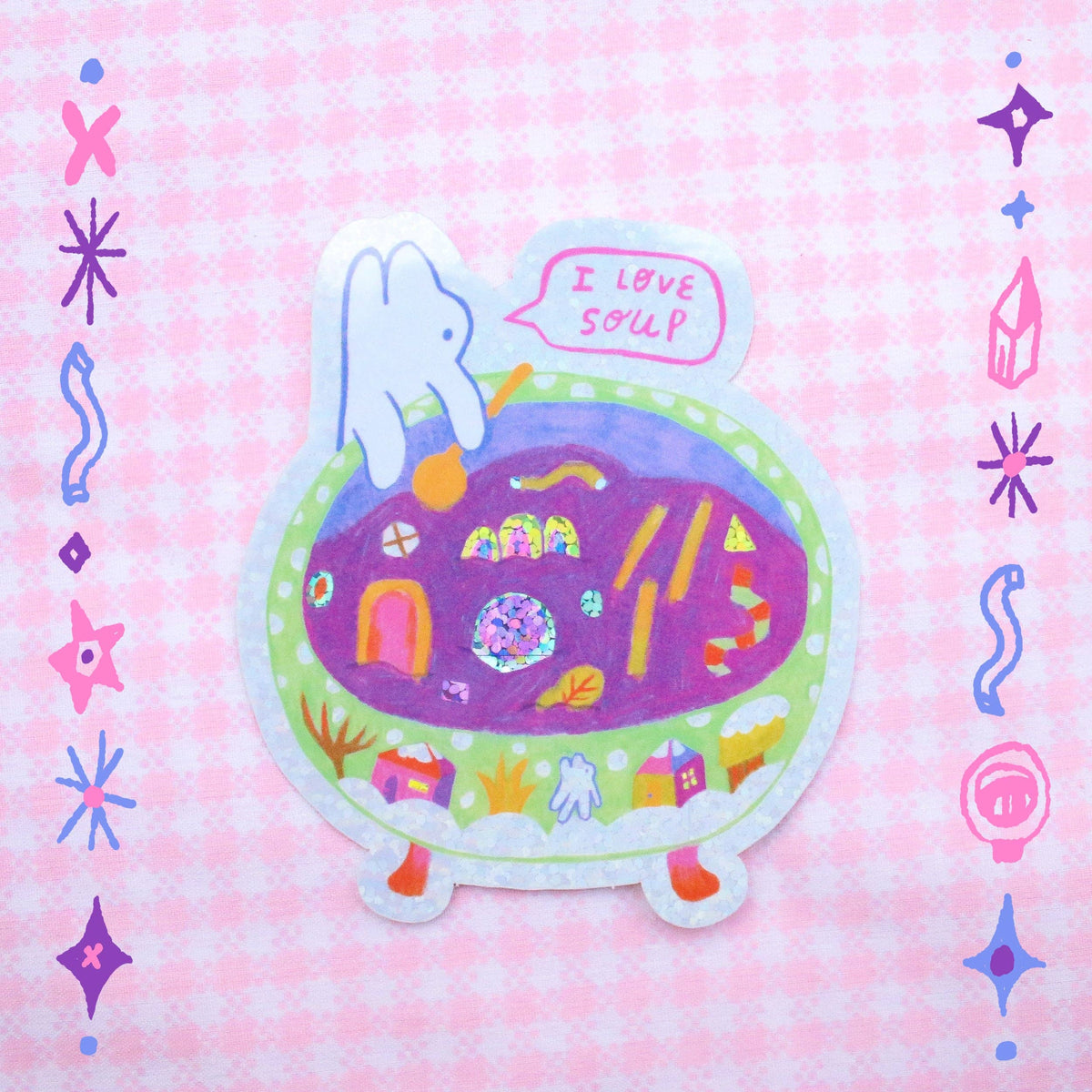 I Love Soup Glitter Vinyl Sticker