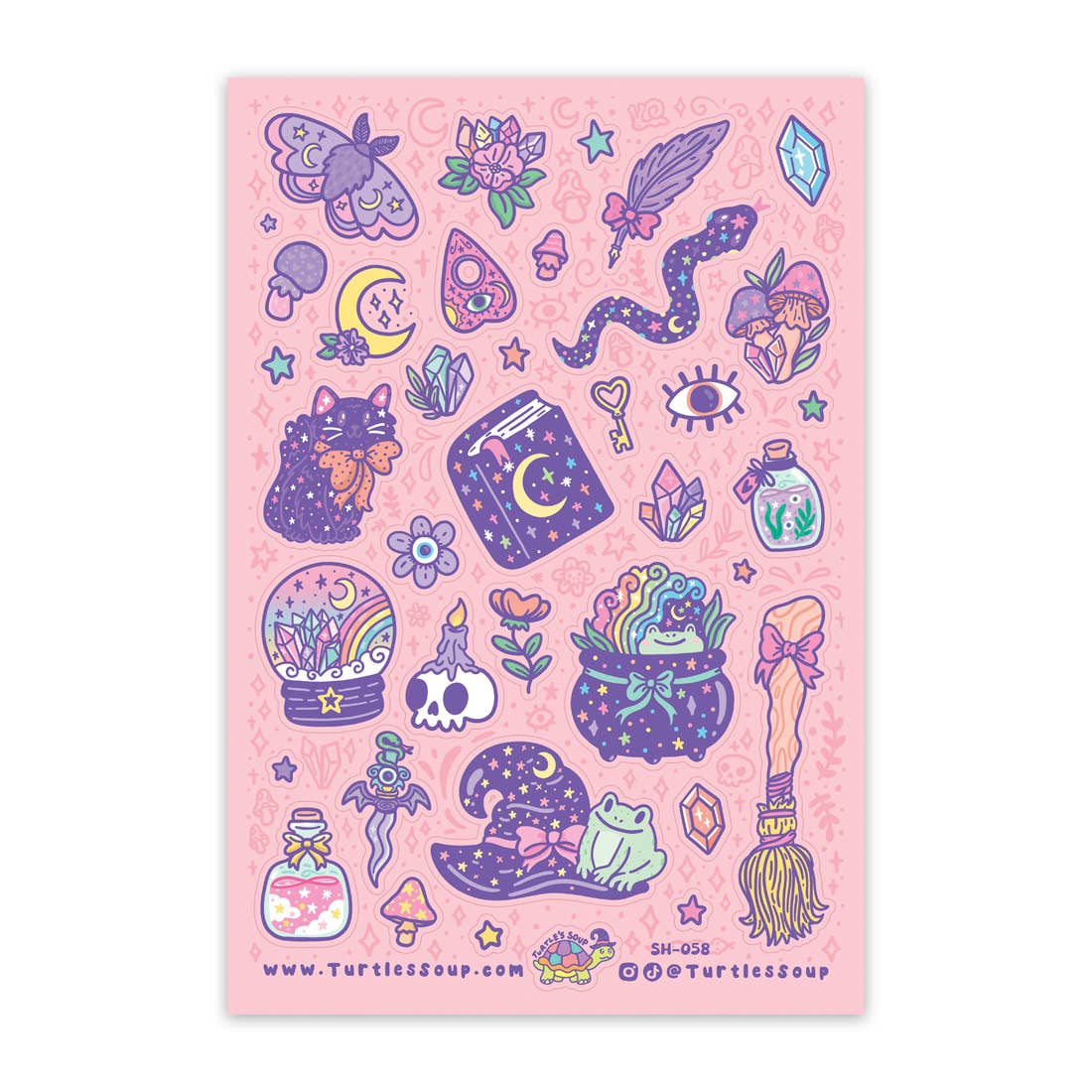 Witch and Sorcery Pastel Glitter Sticker Sheet