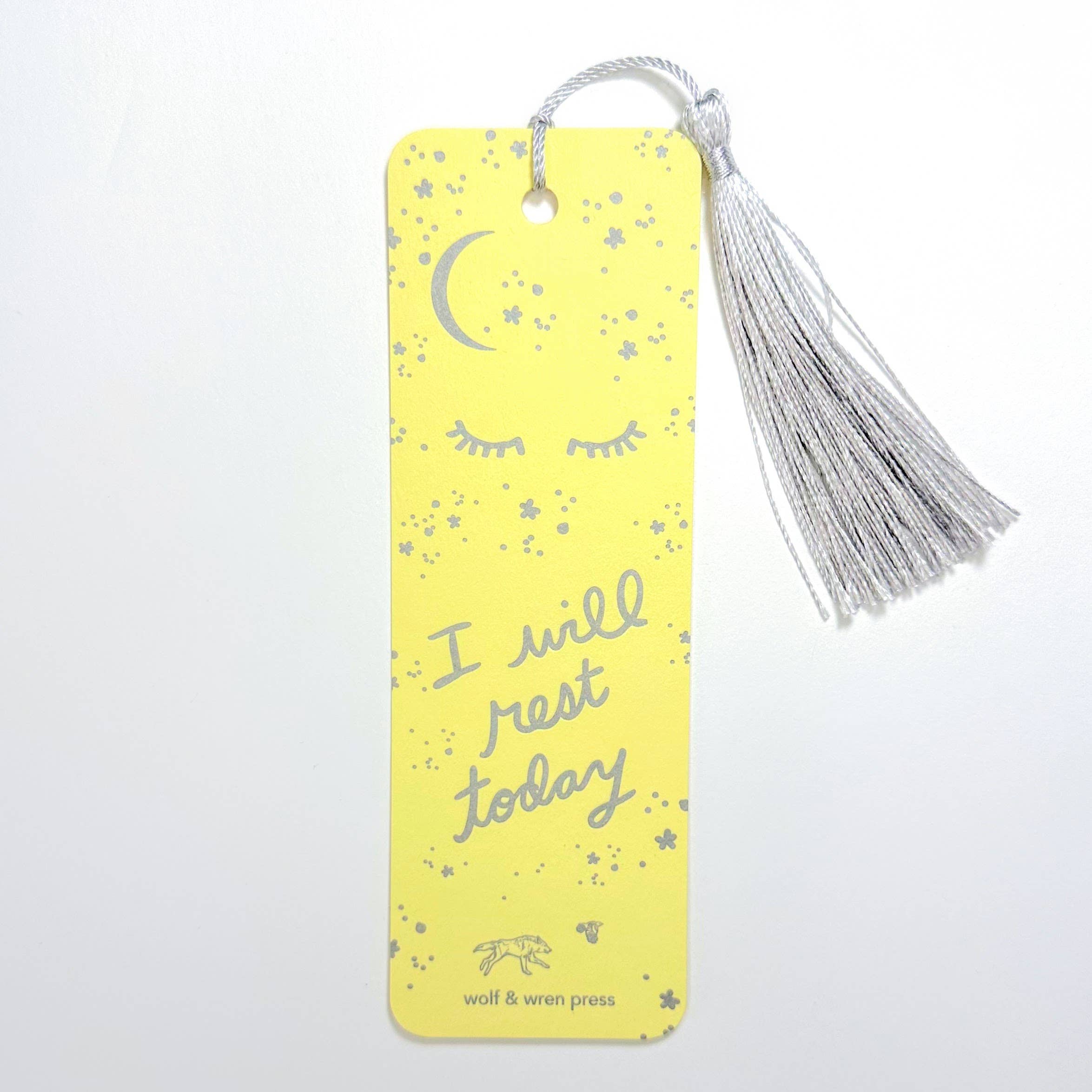 'I Will Rest Today' paper bookmark