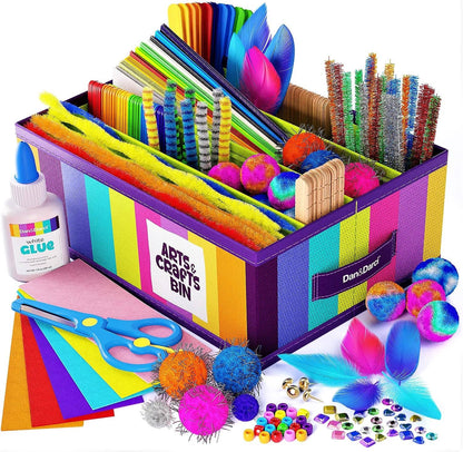 Arts & Crafts Supplies Kit  - with Storage Bin