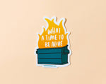 Dumpster Fire Vinyl Sticker (What a Time to Be Alive)