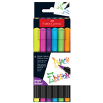 Felt Tip Brush Pen Markers 6, Neon