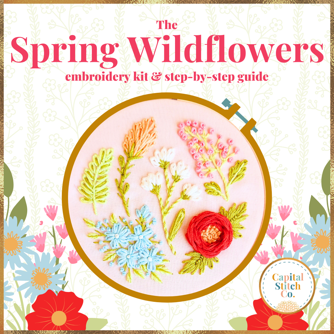 Spring Wildflowers Step by Step Embroidery Kit for Beginners