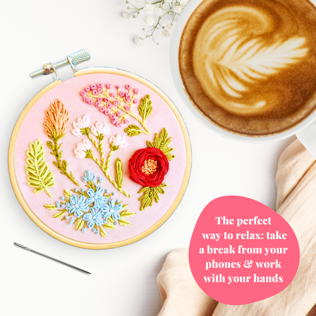 Spring Wildflowers Step by Step Embroidery Kit for Beginners
