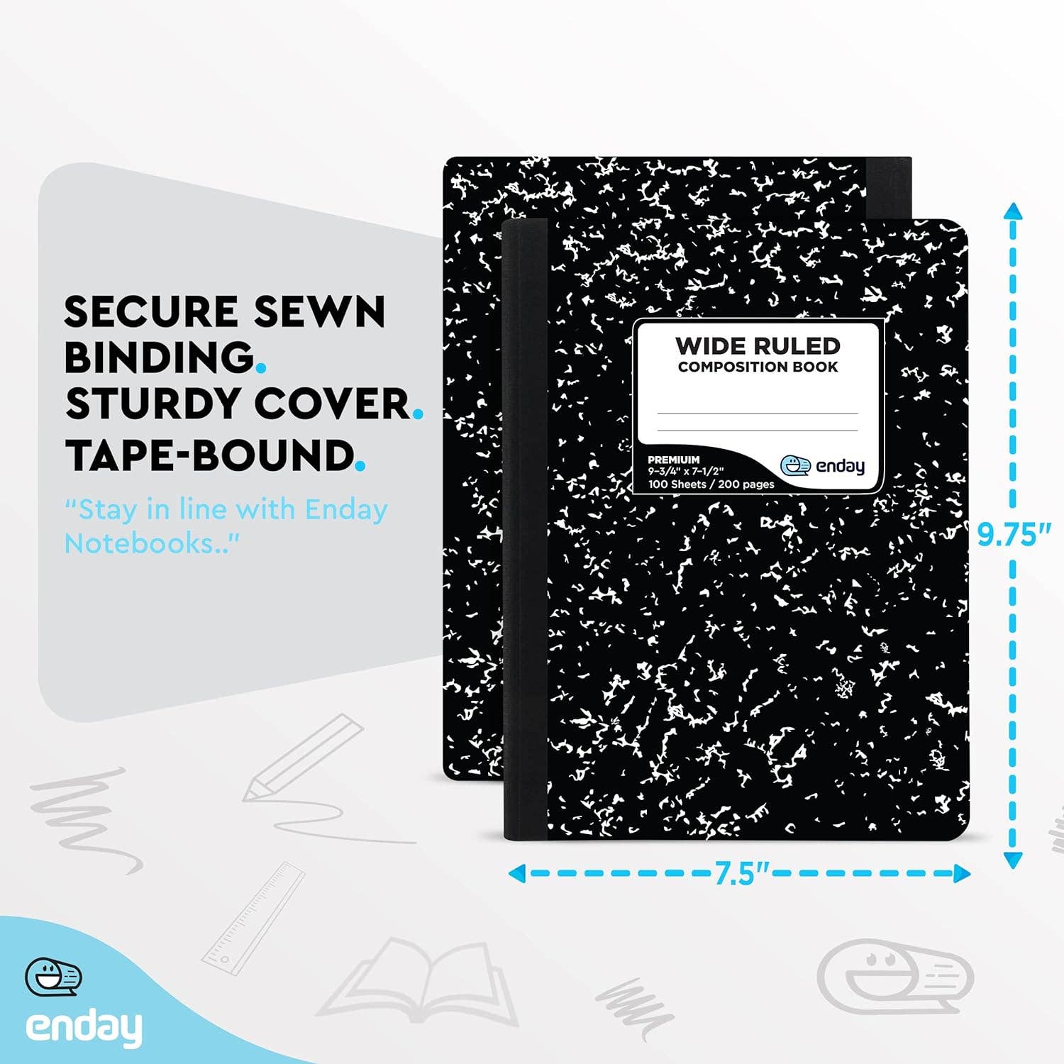 Composition Book, Black Marble WR 100 Ct.