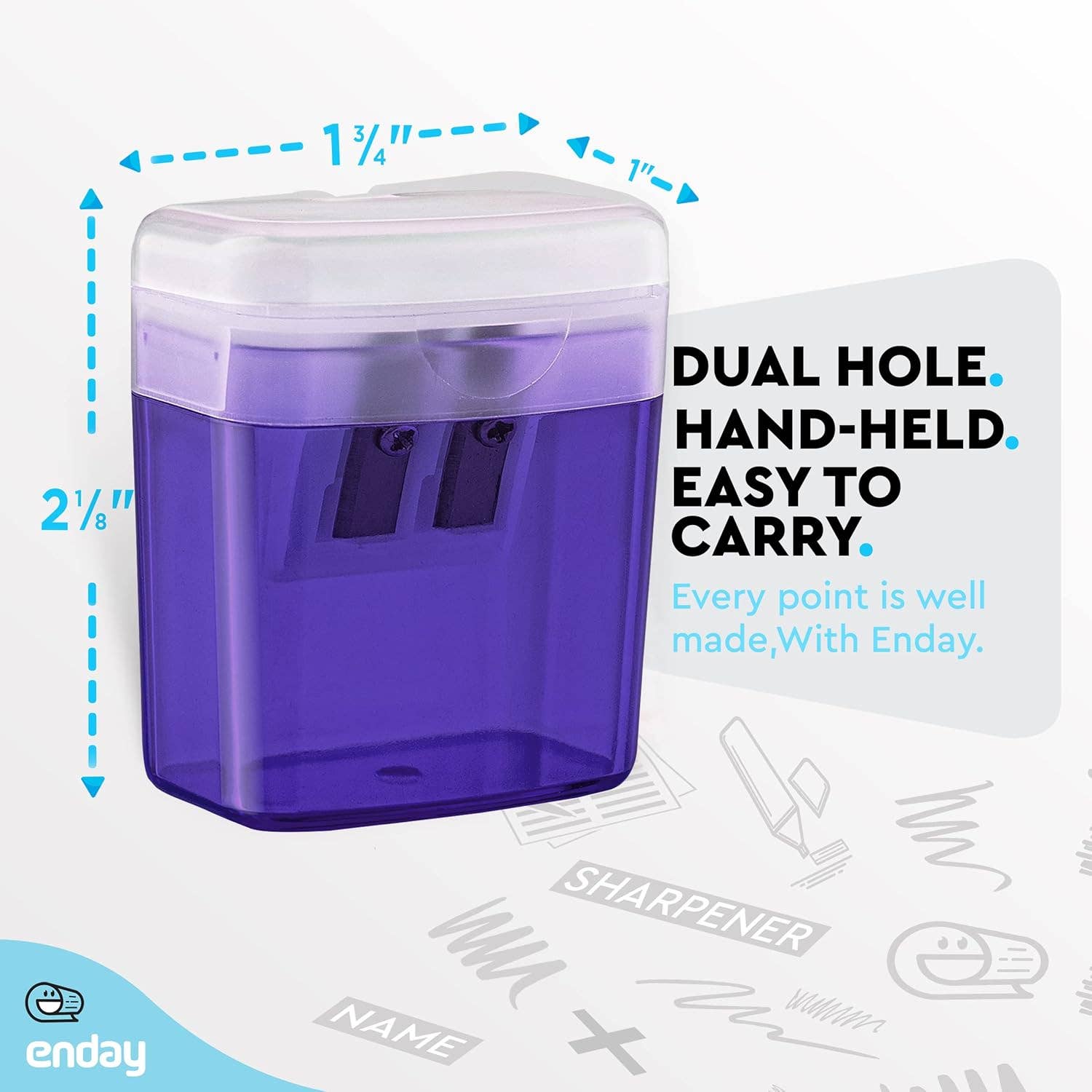 Pencil Sharpener, Dual Blade with Lid: Purple