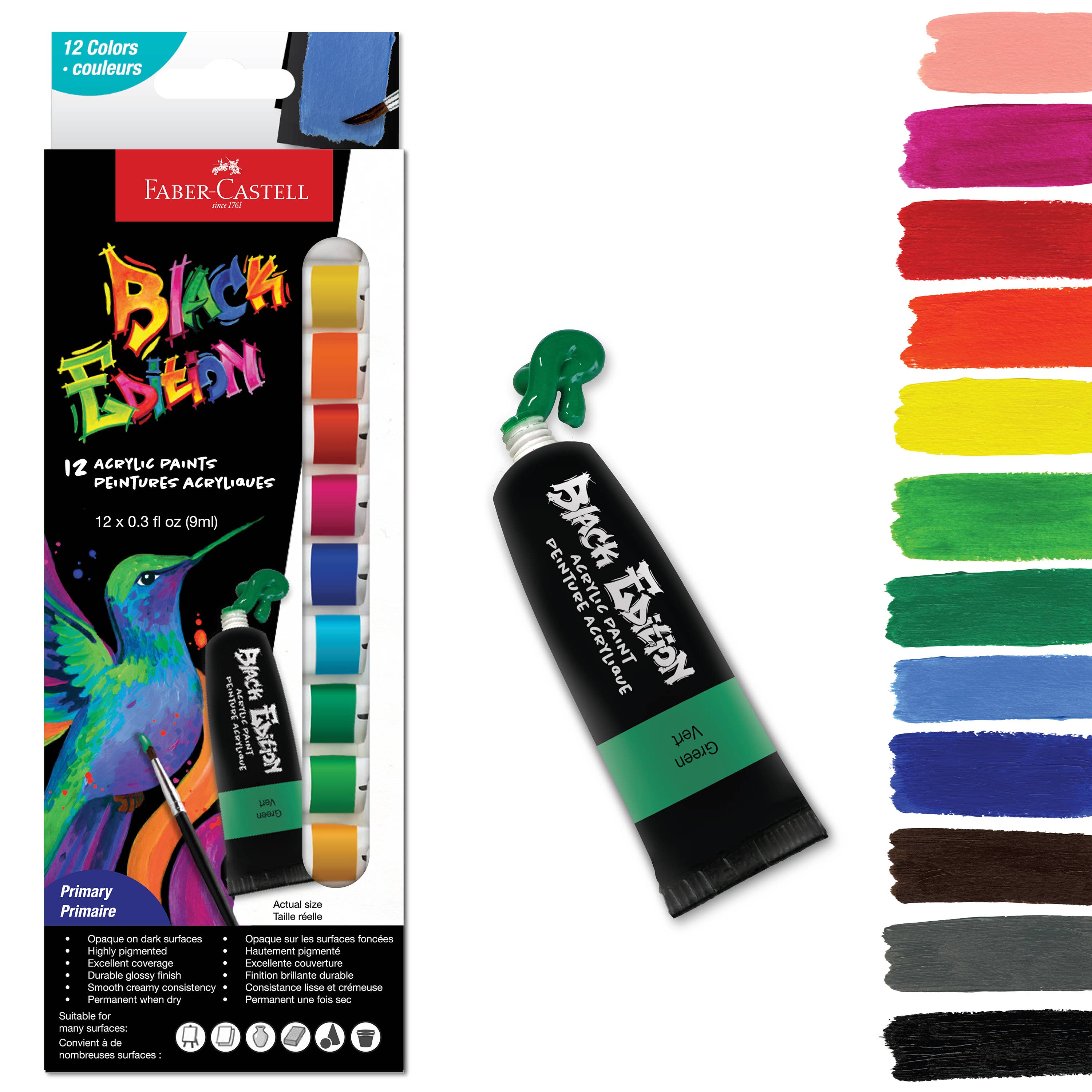12 Ct Acrylic Liquid Paint Tubes, Basic Colors