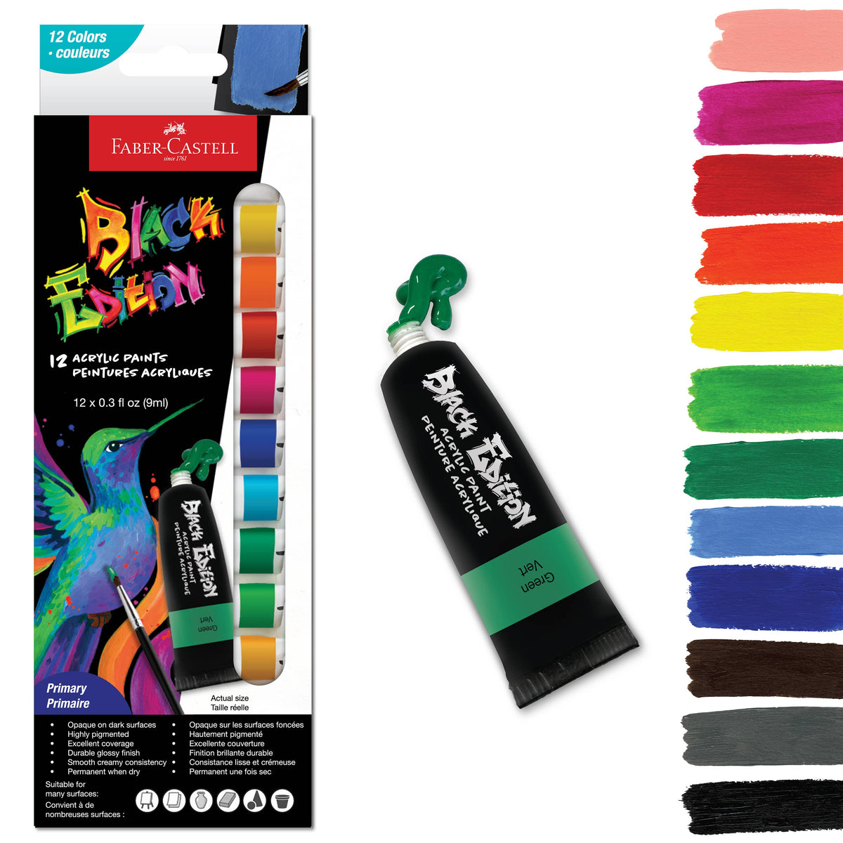 12 Ct Acrylic Liquid Paint Tubes, Basic Colors