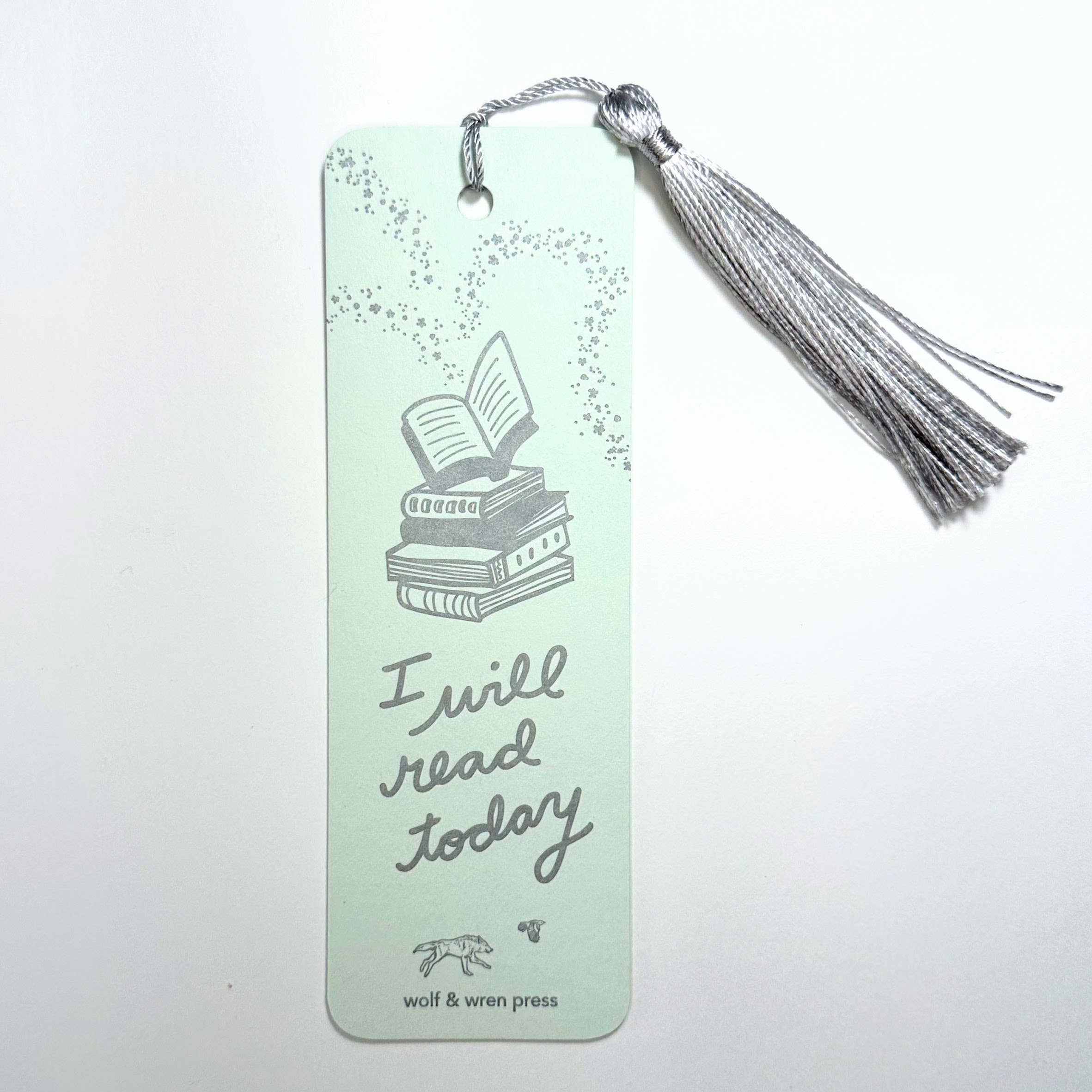'I Will Read Today' paper bookmark