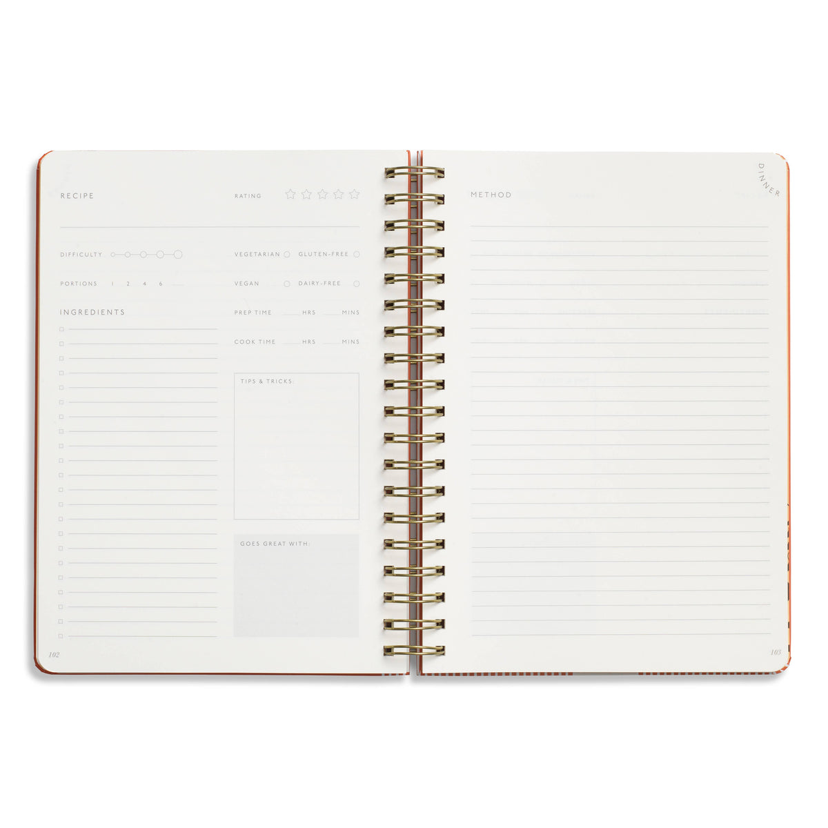 Hardcover Spiral Guided Recipe Journal - Eat Well