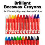 24 Brilliant Beeswax Crayons in Storage Case for Kids