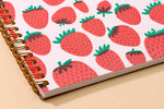 Letterpress A5 Lined Spiral Notebook—Strawberry
