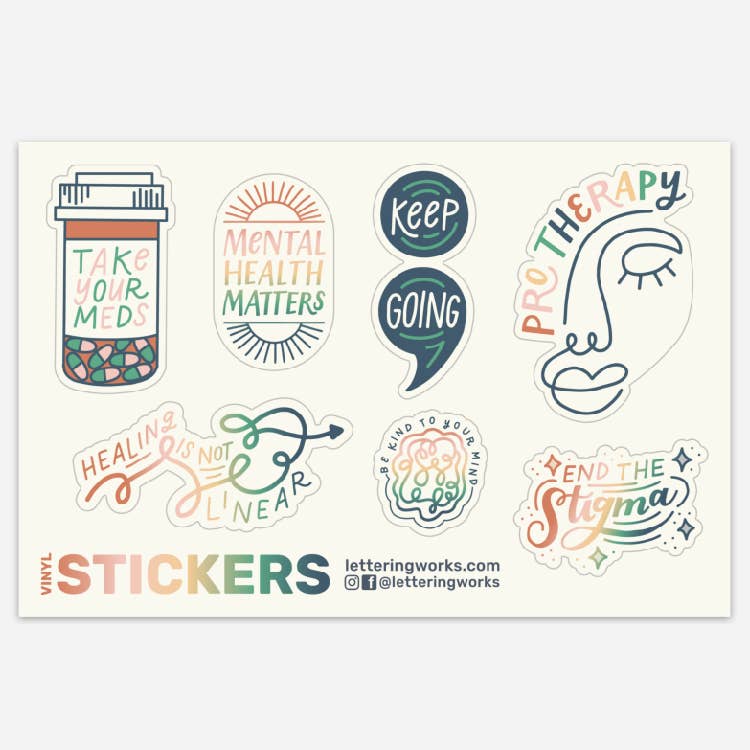Mental Health Matters vinyl sticker sheet