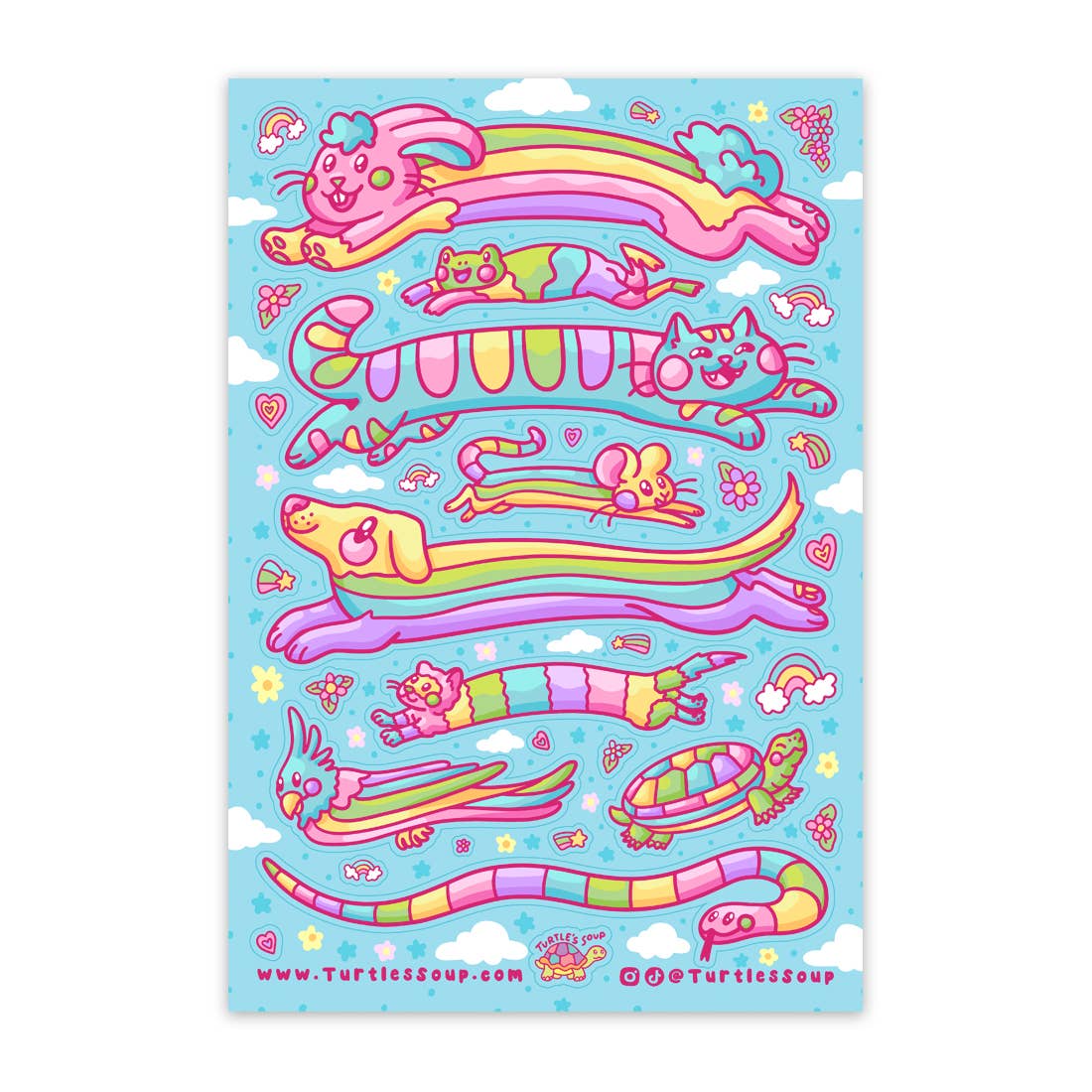 Rainbow Animals Colorful sticker sheet