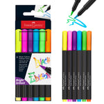 Felt Tip Brush Pen Markers 6, Neon