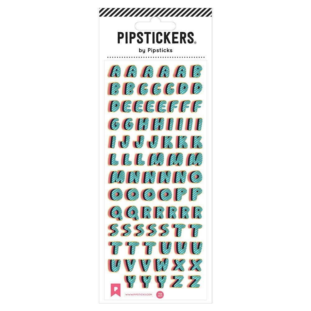 Golden Stripes Alphabet sticker sheet