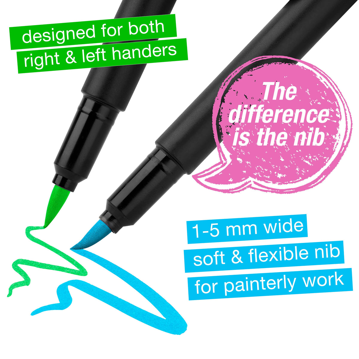 Felt Tip Brush Pen Markers 6, Neon