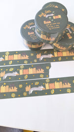 Book Cats Gold Foil Washi Tape