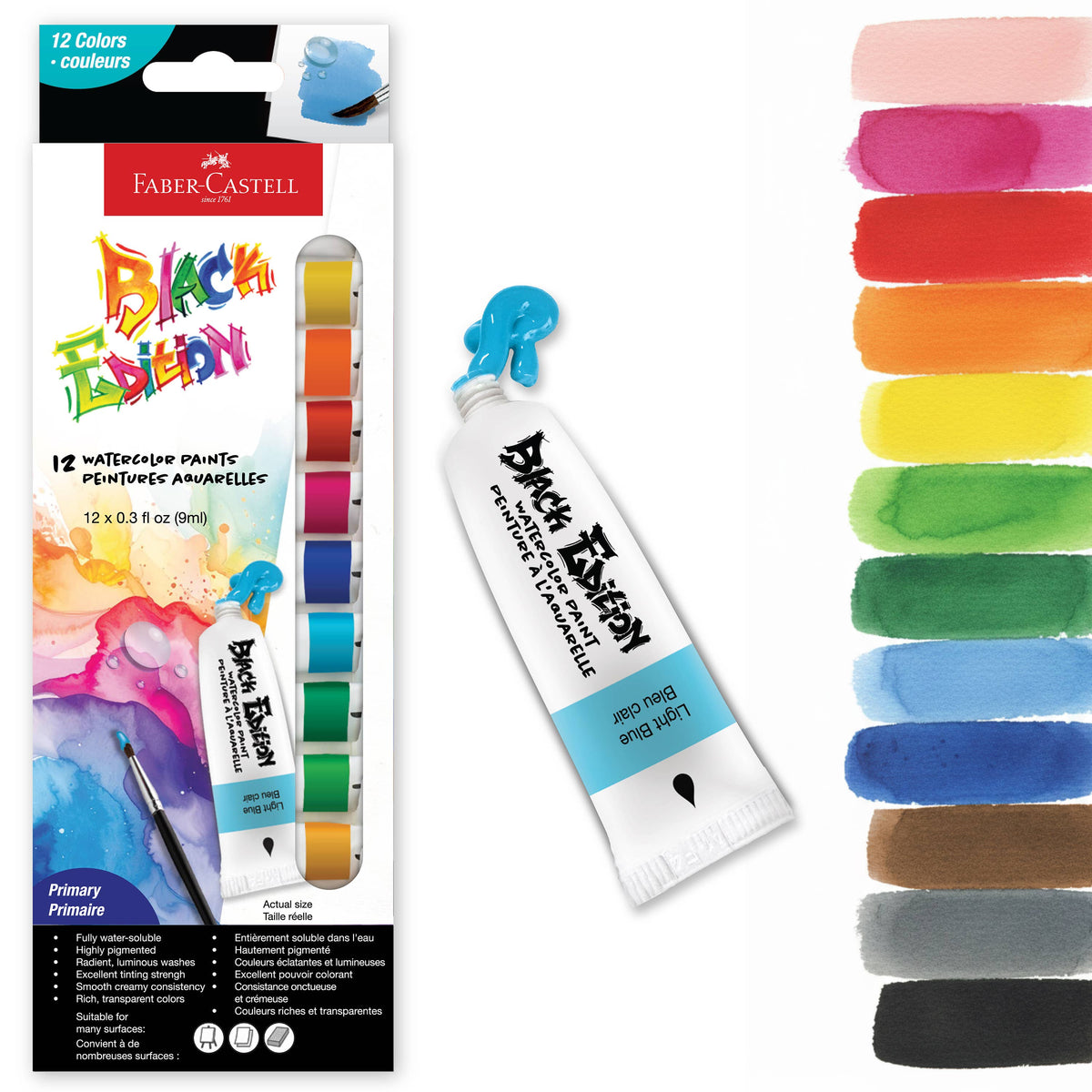12 Ct Watercolor Liquid Paint Tubes, Primary