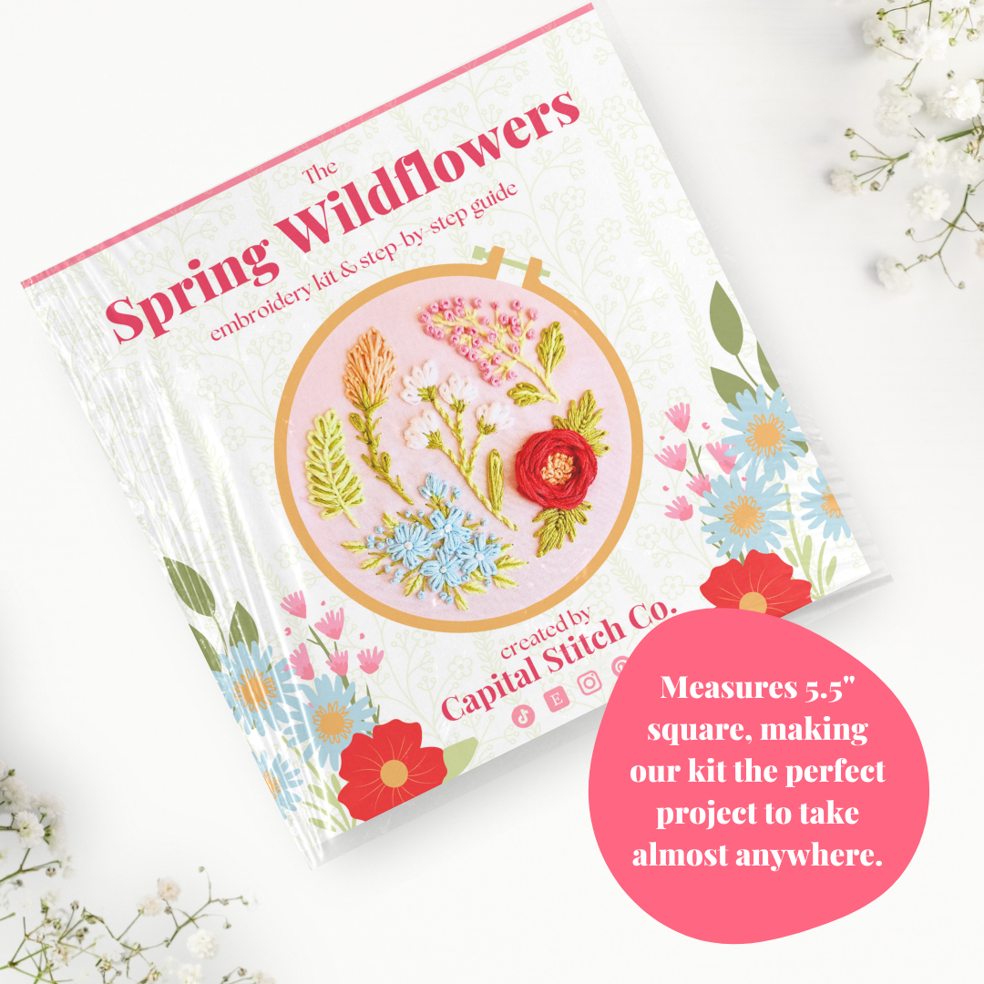 Spring Wildflowers Step by Step Embroidery Kit for Beginners