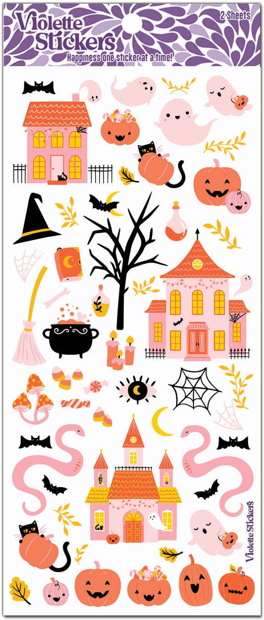 Pink Halloween Themed Stickers