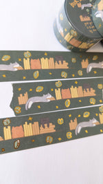 Book Cats Gold Foil Washi Tape