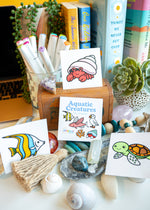Aquatic Creatures Mini Coloring Book - Ocean Animals & Fish